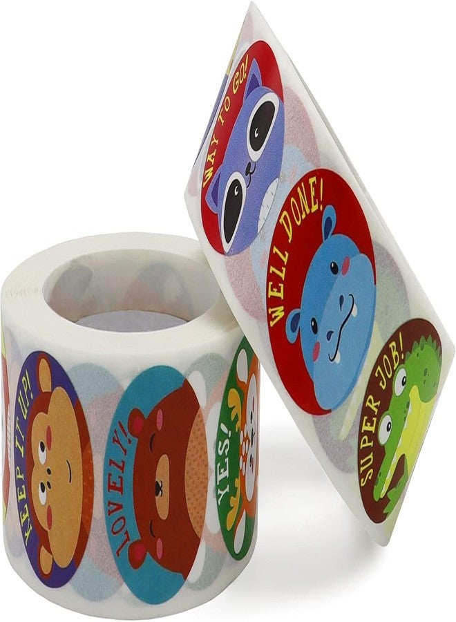 DHAVAL DHAVVAL 500PCS Motivational Reward Stickers Roll - 1.5" Round Cartoon Designs for Classroom Encouragement - Teacher Incentives for Kids' Behavior (Pack of) (2) - Image 1