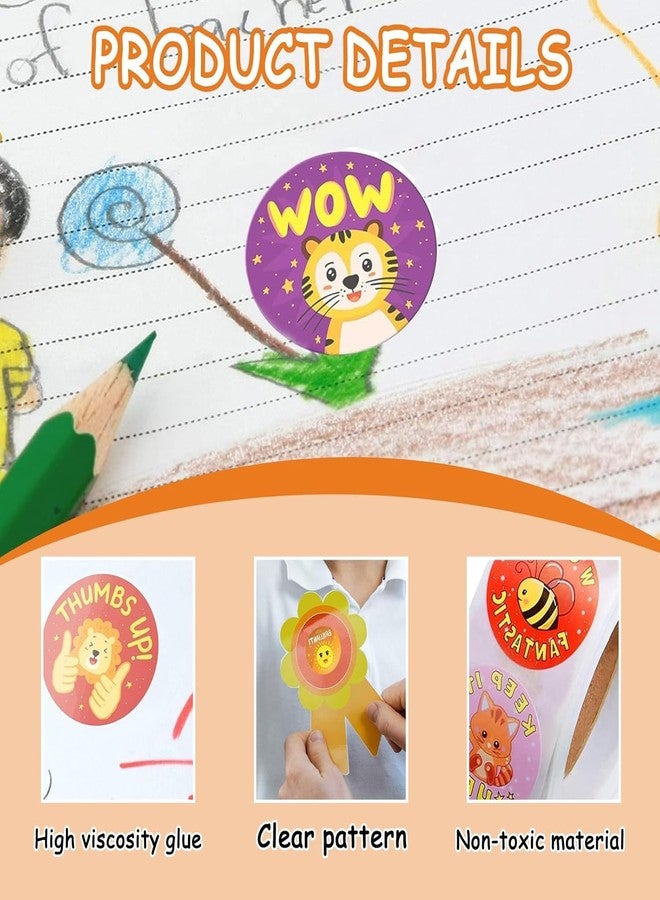 DHAVAL DHAVVAL 500PCS Motivational Reward Stickers Roll - 1.5" Round Cartoon Designs for Classroom Encouragement - Teacher Incentives for Kids' Behavior (Pack of) (2) - Image 3
