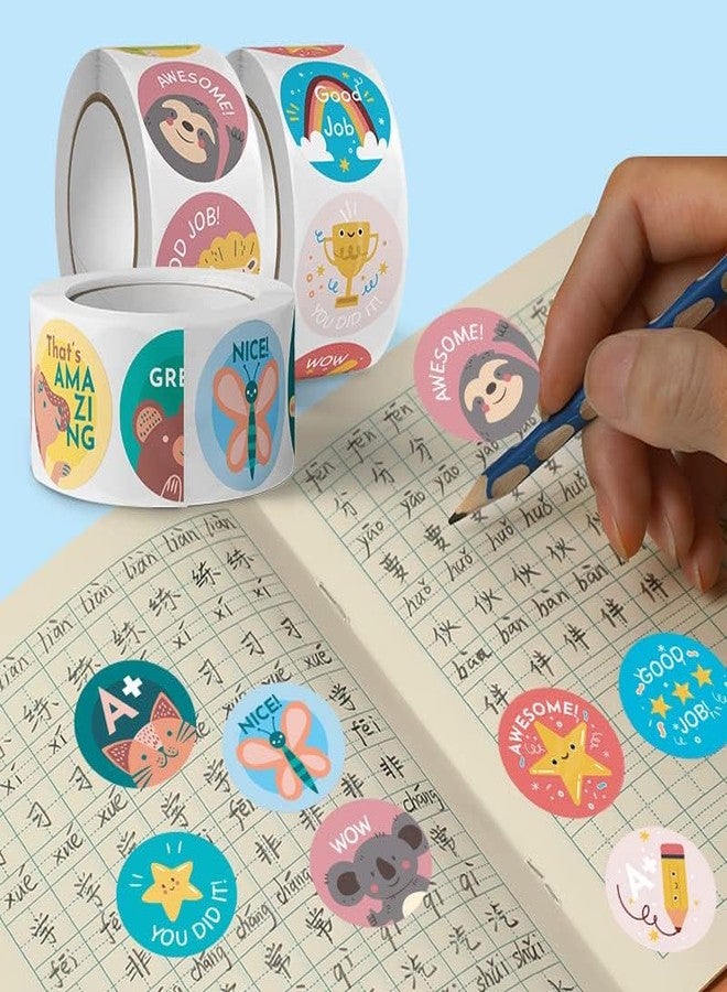 DHAVAL DHAVVAL 500PCS Motivational Reward Stickers Roll - 1.5" Round Cartoon Designs for Classroom Encouragement - Teacher Incentives for Kids' Behavior (Pack of) (2) - Image 2