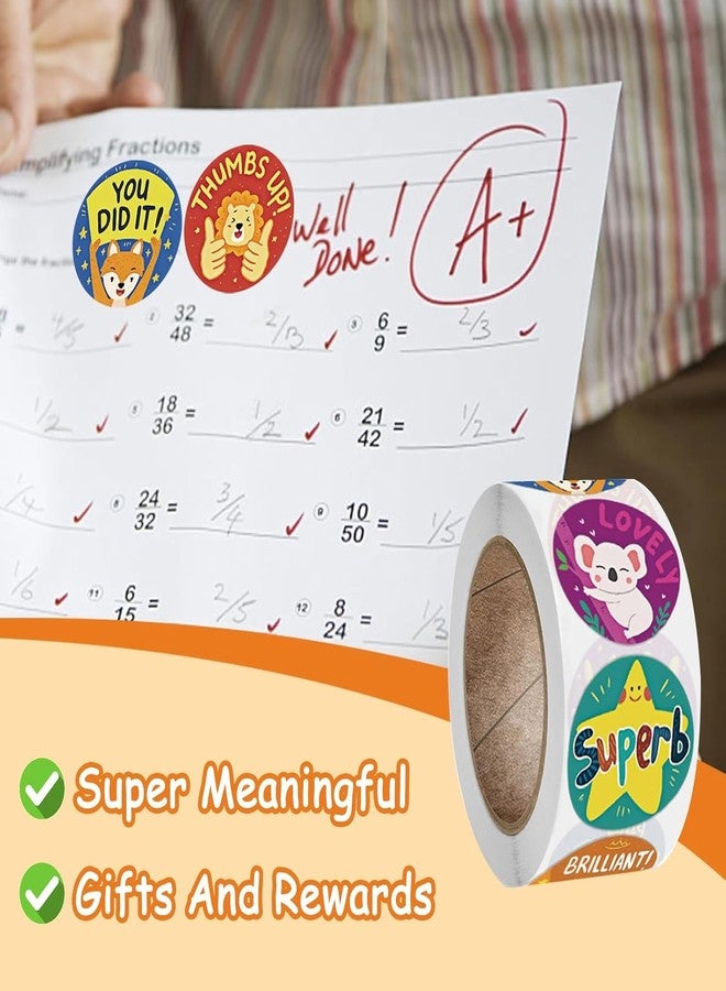 DHAVAL DHAVVAL 500PCS Motivational Reward Stickers Roll - 1.5" Round Cartoon Designs for Classroom Encouragement - Teacher Incentives for Kids' Behavior (Pack of) (2) - Image 5