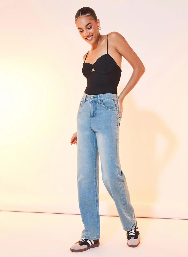 Take Two Solid Straight Leg Full Length Jeans