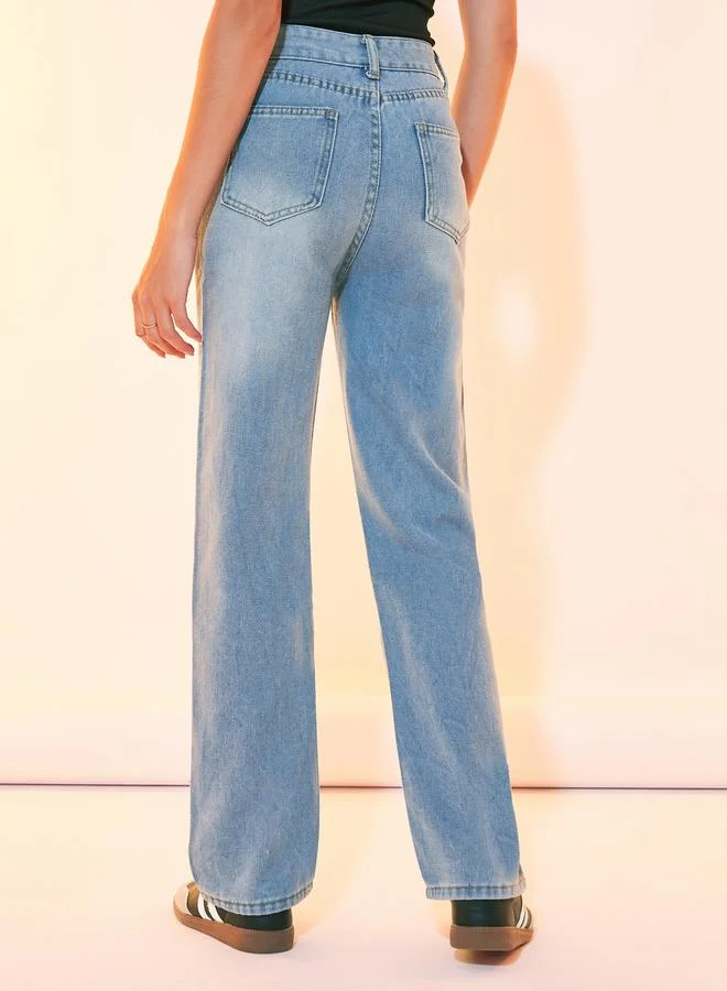 Take Two Solid Straight Leg Full Length Jeans