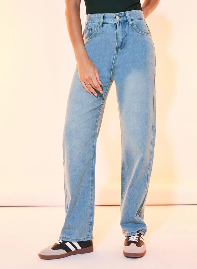 Take Two Solid Straight Leg Full Length Jeans
