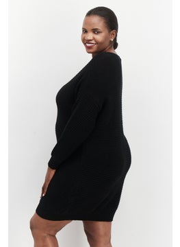 Black Tape Women Plus Size Crochet Sweater Dress, Black  - Image 4