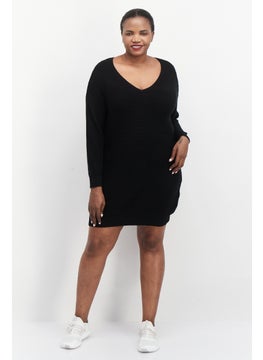 Black Tape Women Plus Size Crochet Sweater Dress, Black  - Image 3