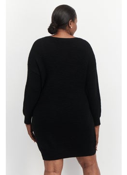 Black Tape Women Plus Size Crochet Sweater Dress, Black  - Image 2