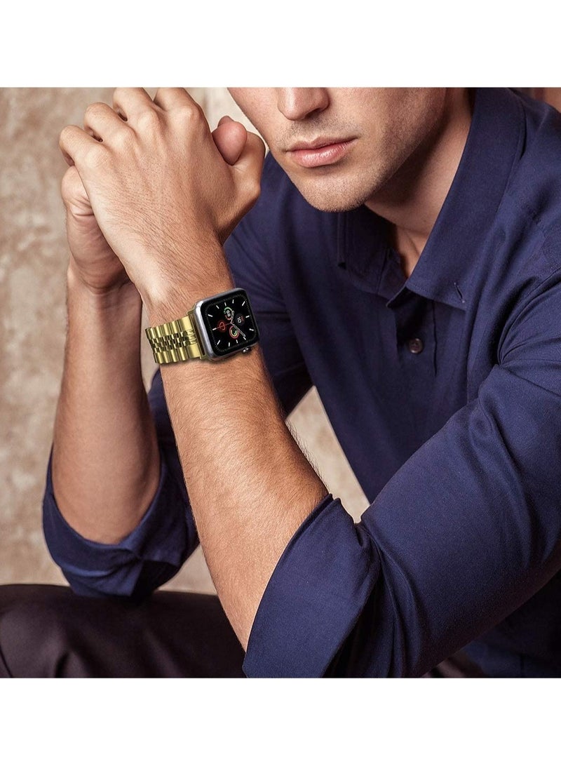 ELTRAZONE Compatible with Apple Watch Band 41mm 40mm 38mm, Stainless Steel Heavy Band with Butterfly Folding Clasp Link Bracelet for iWatch Series8/7/6/ SE Series 5/4/3/Men Women - Image 5