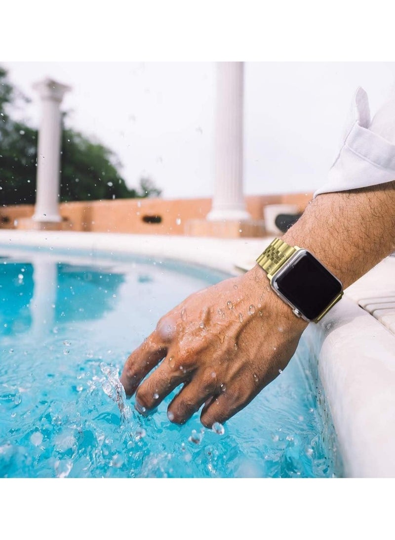 ELTRAZONE Compatible with Apple Watch Band 41mm 40mm 38mm, Stainless Steel Heavy Band with Butterfly Folding Clasp Link Bracelet for iWatch Series8/7/6/ SE Series 5/4/3/Men Women - Image 4