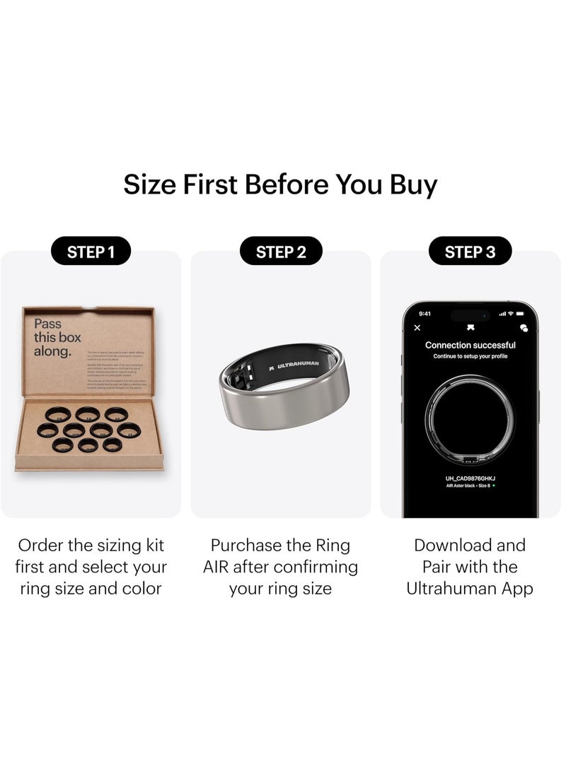 ULTRAHUMAN Ring AIR - No App Subscription - Smart Ring - Size First with Sizing Kit - Track Sleep, Workouts, HR, HRV - Up to 6 Days Battery (Size 11)  - Image 2