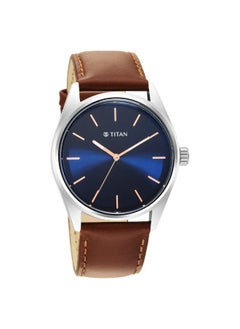 TITAN ساعة يد جلدية للرجال بشكل دائري تناظري - 1866SL01 - 47 مل  - Image 1