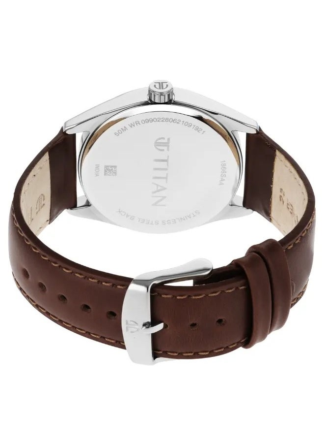 TITAN Men's Analog Round Shape Leather Wrist Watch - 1866SL01 - 47 Mm  - Image 5