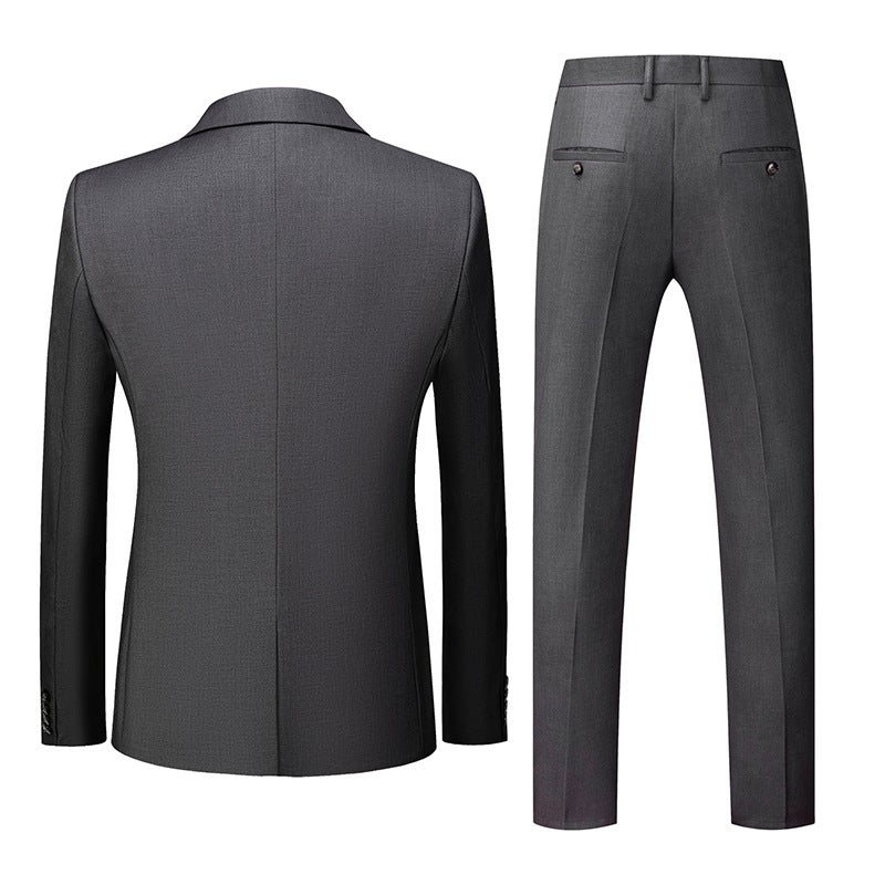 Special New Korean Suit Set Wedding One-Button Three-Piece 3D Figure Dark Gray - Image 3