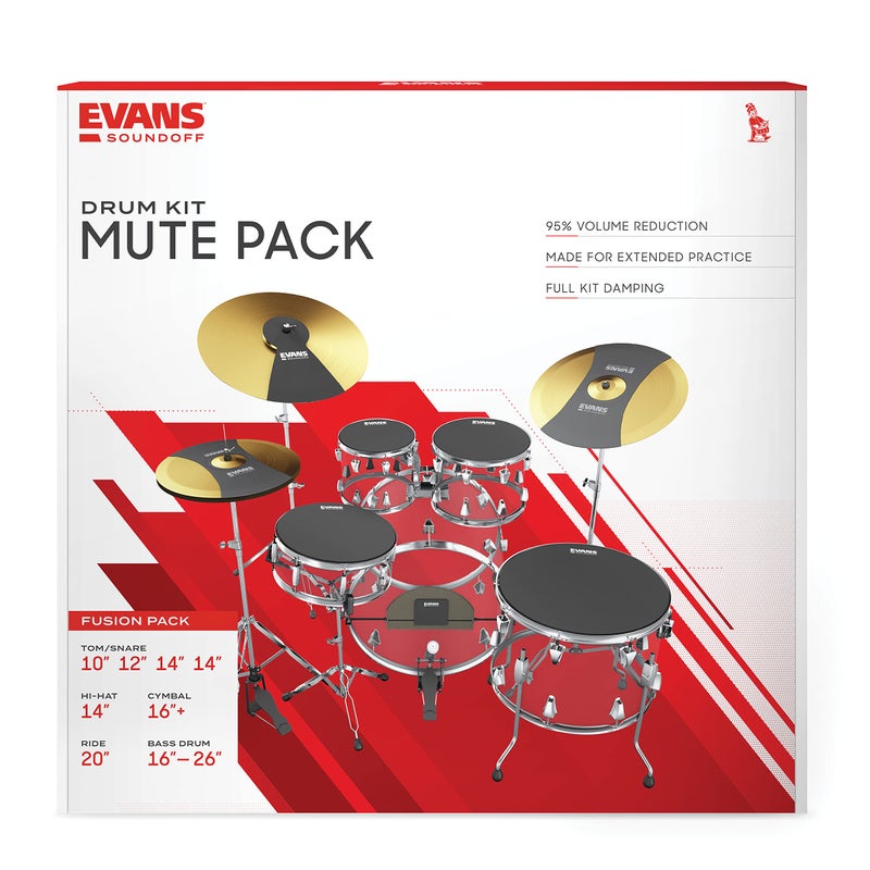 Evans Soundoff Drum Mute Pads - Full Box Pad Set - Mutes Pack - 3 Cymbals, 4 Tom/Snare, & 1 Bass - Great for Silencing Acoustic Kits to Practice - Fusion - 8-Pack - Image 2