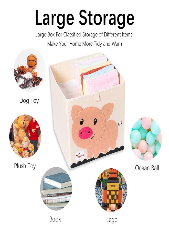 LIOUCBD 2 Pcs Toy Storage Box, 13 x 13 x 13 Inch Foldable Cube Storage Bins, Collapsible Fabric Animal Toy Bins Chest Basket for Kids Baby Toddlers Organizer (Cow & Pig) - Image 5