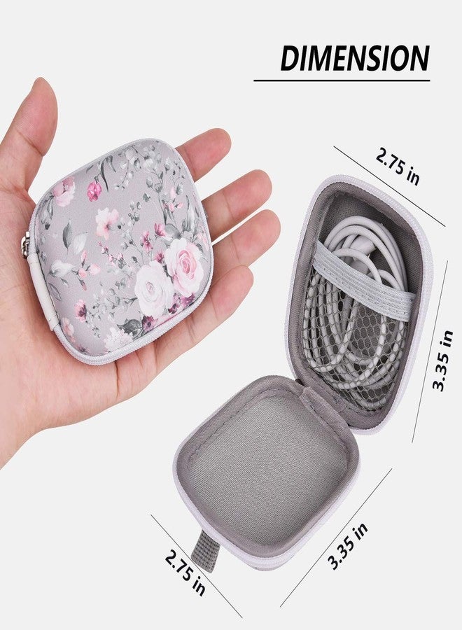 AIRSPO Earbud Case, AIRSPO Airpods 4 Case Airpods Pro 2nd Generation Earphone Organizer Carrying Case Small Storage Bag Hard EVA Shockproof Cover with Carabiner Clip (Grey Pink Rose) - Image 5