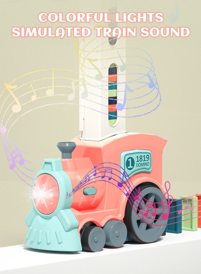 GROIC 60 Pieces Dominos Train Toy Set, Automatic Domino Rally Model with Light and sound, Kids Blocks Building Stacking Toy, Set Stacker Game STEM Creative Gift - Image 2