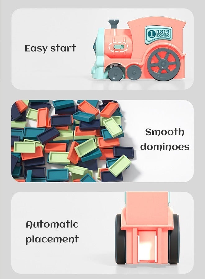 GROIC 60 Pieces Dominos Train Toy Set, Automatic Domino Rally Model with Light and sound, Kids Blocks Building Stacking Toy, Set Stacker Game STEM Creative Gift - Image 5