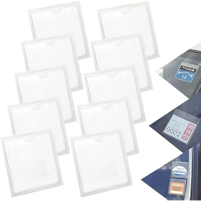 rayihni 20 Pcs Car Tax Disc Holders, Square Permit Holders Windscreen Card Holder Self Adhesive Parking Permit Holder Car Disc Holder Windscreen for Permits BadgesTicket Photos Business Cards (4.13*4.13inch) - Image 1