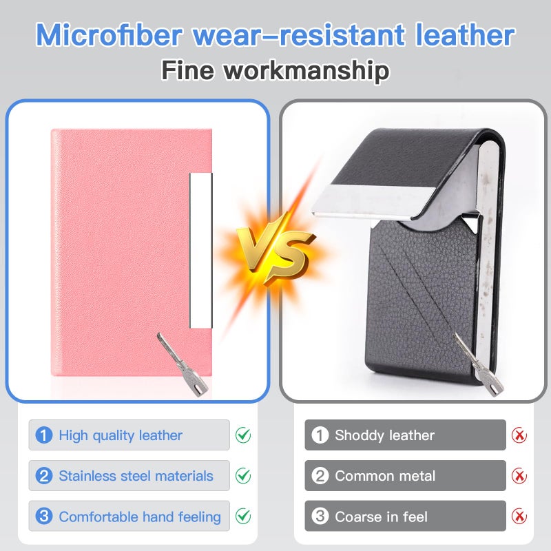 Padike Business Card Holder, Professional PU Leather & Stainless Steel Multi Card Case,Business Card Holder Wallet Credit Card ID Case/Holder for Men & Women. (Pink) - Image 4