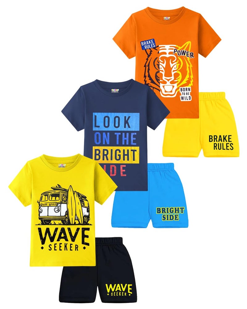 Kuchipoo Boys Regular Fit Cotton T-Shirts and Shorts Set (KUC-NSUT-139, 5-6 Years, Multi-Colored) - Image 1
