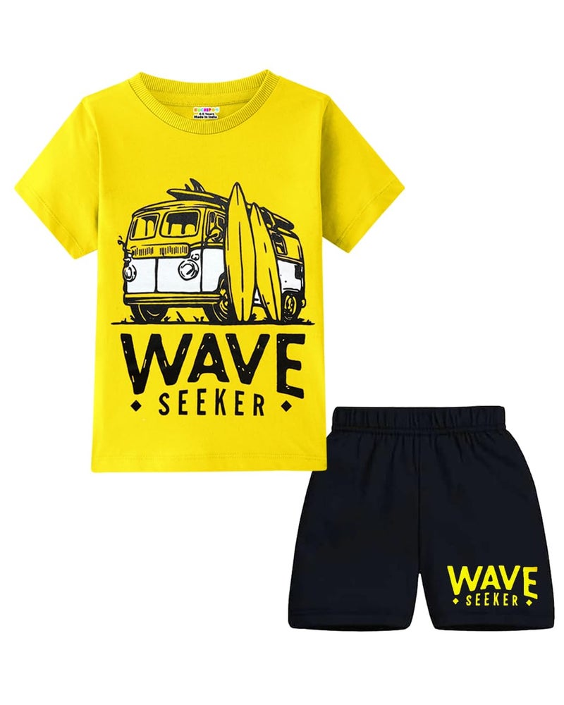 Kuchipoo Boys Regular Fit Cotton T-Shirts and Shorts Set (KUC-NSUT-139, 5-6 Years, Multi-Colored) - Image 4