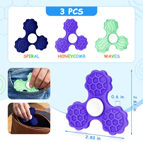 TULOBI Fidget Toys Adults Fidget Spinners with Textured Worry Sensory Stone for Autism Kids Calming Down Fidget Stress Toys for Anxiety Relief Gifts for Kids Teens Set 2 - Image 5