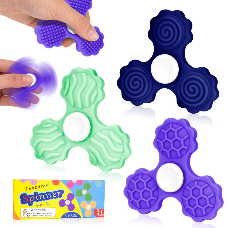 TULOBI Fidget Toys Adults Fidget Spinners with Textured Worry Sensory Stone for Autism Kids Calming Down Fidget Stress Toys for Anxiety Relief Gifts for Kids Teens Set 2 - Image 3