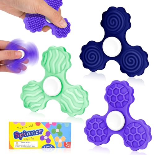 TULOBI Fidget Toys Adults Fidget Spinners with Textured Worry Sensory Stone for Autism Kids Calming Down Fidget Stress Toys for Anxiety Relief Gifts for Kids Teens Set 2 - Image 1