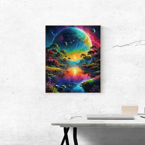 ldazao Earth and Stars Space DIY Paint by Number, Mountain Paint by Numbers for Adults - Landscape Paint by Number On Canvas Without Frame for Gift Home Wall Decor(16x20inch) - Image 4
