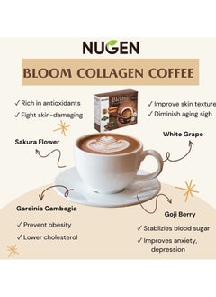 NUGEN Noggin Bloom Collagen Coffee Organic Collagen Drink for Body Slimming 10 Sachets 10g  - Image 3