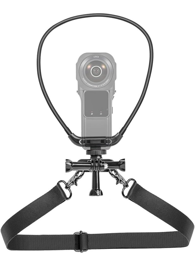 SOLARAE Action Camera Neck Mount with Chest Strap Holder, Neck Mount Compatible with GoPro, Hand Free Vlog Neck Lanyard with Body Strap for Action Camera, for DJI OSMO Pocket 1/2 Action 3 Insta360 - Image 1