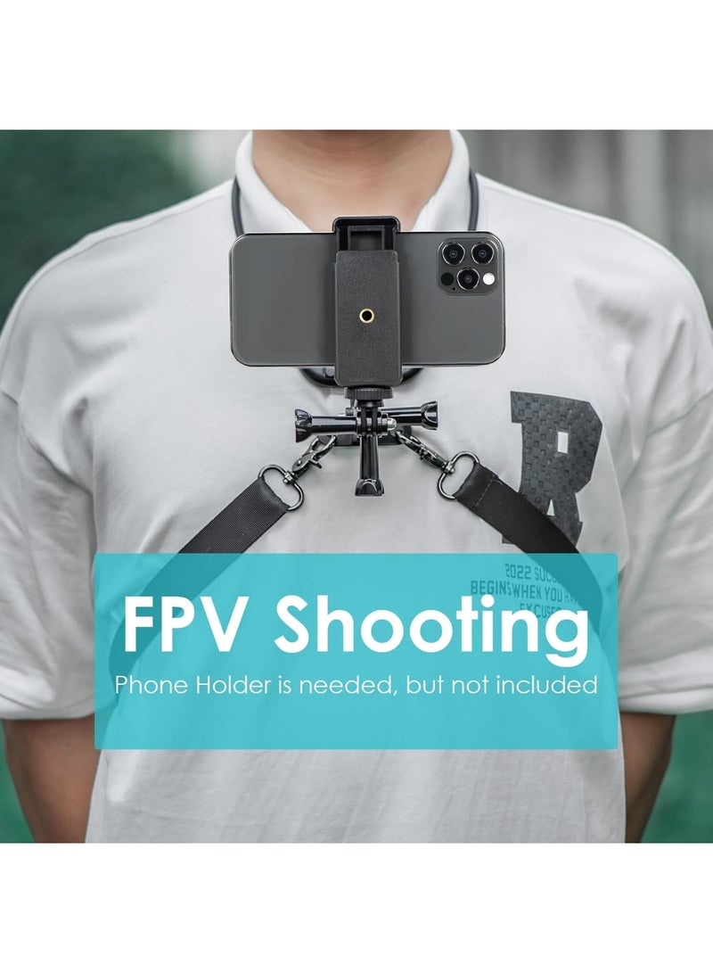 SOLARAE Action Camera Neck Mount with Chest Strap Holder, Neck Mount Compatible with GoPro, Hand Free Vlog Neck Lanyard with Body Strap for Action Camera, for DJI OSMO Pocket 1/2 Action 3 Insta360 - Image 4