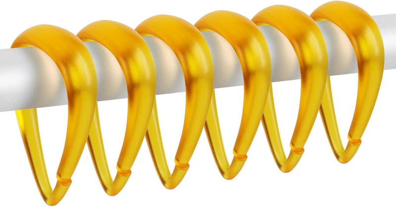 Topspring Yellow Plastic Shower Curtain Hooks Rings - 12 Pcs Drop Shaped Shower Hooks for Curtain Bathroom Shower Rod - Image 1
