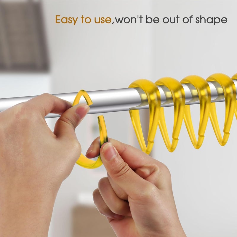 Topspring Yellow Plastic Shower Curtain Hooks Rings - 12 Pcs Drop Shaped Shower Hooks for Curtain Bathroom Shower Rod - Image 2