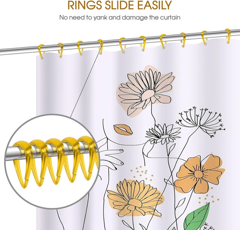 Topspring Yellow Plastic Shower Curtain Hooks Rings - 12 Pcs Drop Shaped Shower Hooks for Curtain Bathroom Shower Rod - Image 3