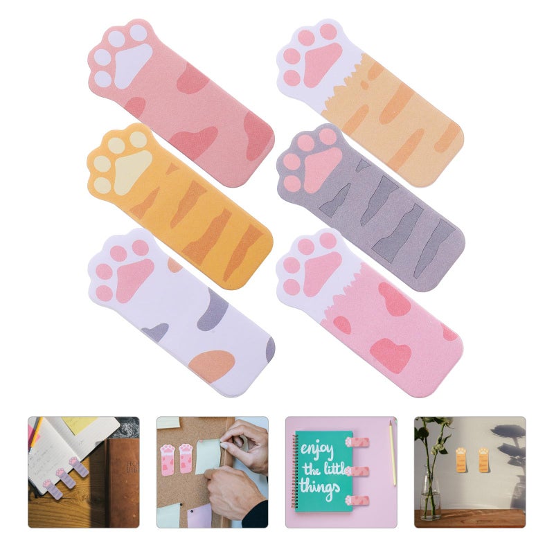 Paw Shaped Sticky Note Pads 6 Sets Colorful Self Stick Memo Paper Smooth Writing For School Office - Image 4