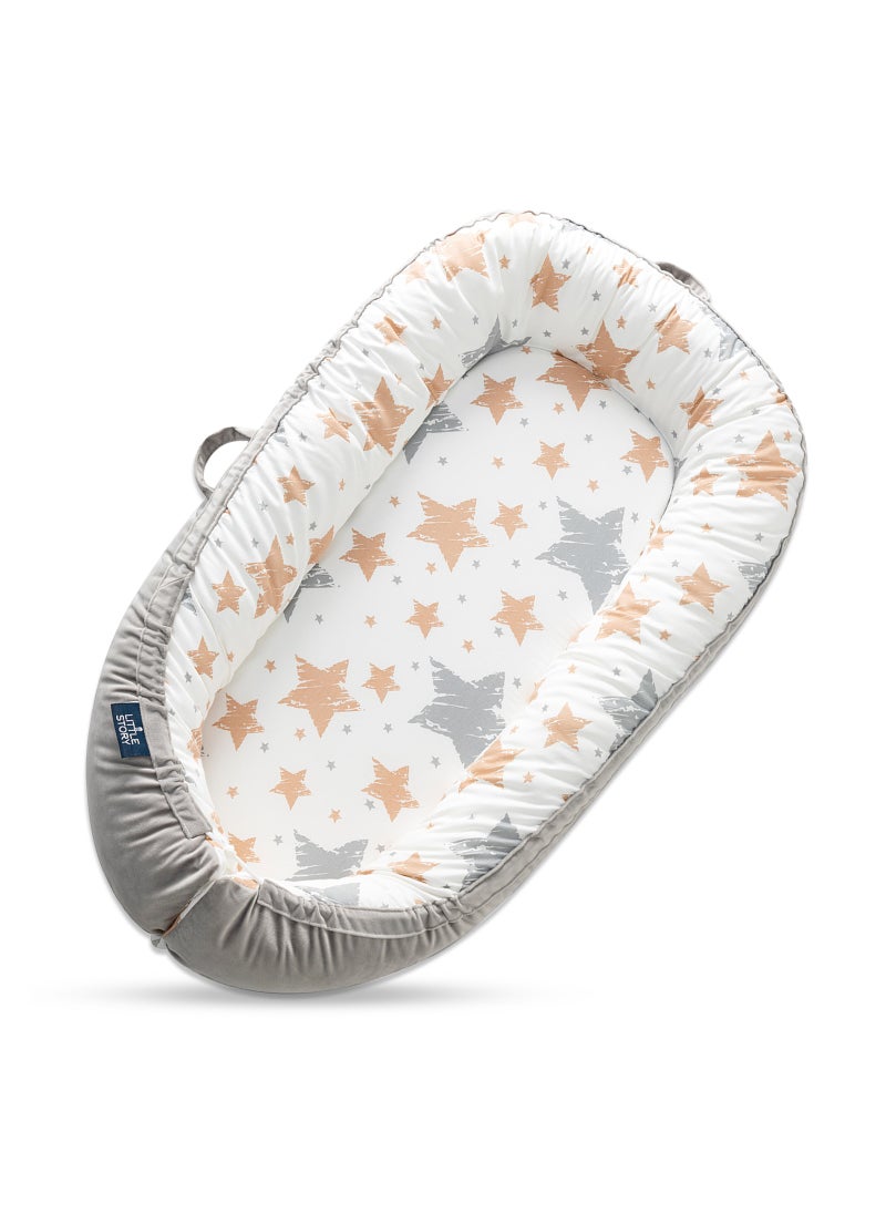 Little Story Soft Breathable Fiberfill Newborn Lounger Bed - Galaxy Grey  - Image 1