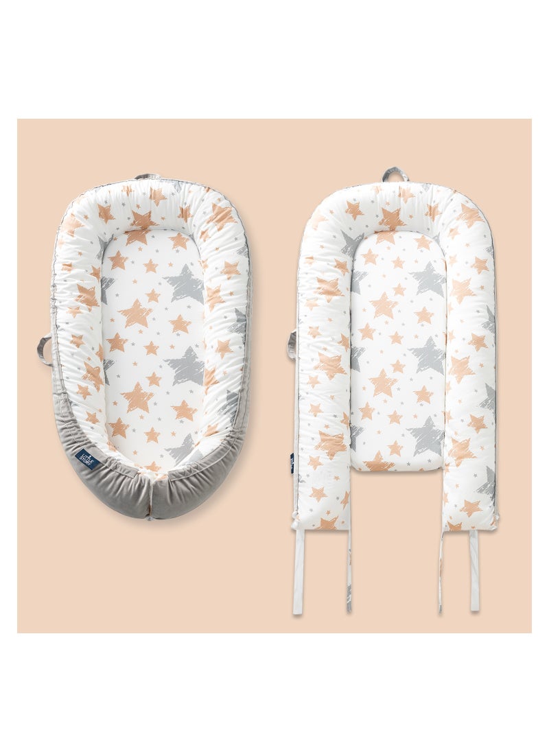 Little Story Soft Breathable Fiberfill Newborn Lounger Bed - Galaxy Grey  - Image 2