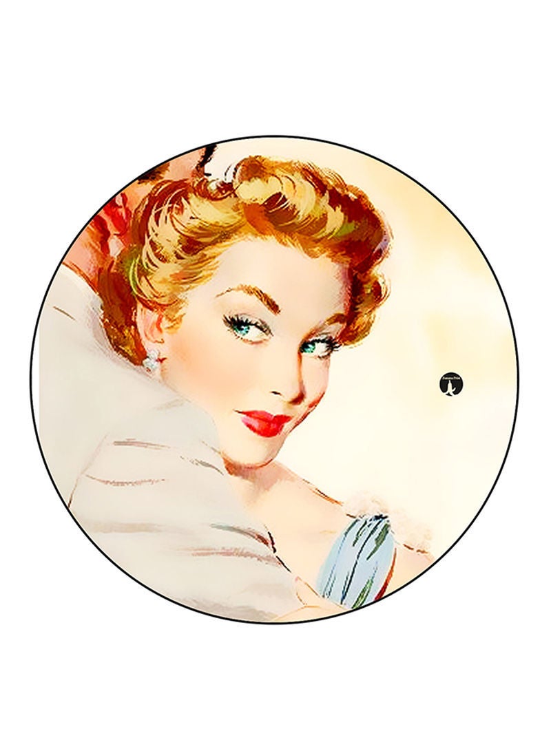 RKN Vintage Art Printed Mouse Pad Round  Multicolour