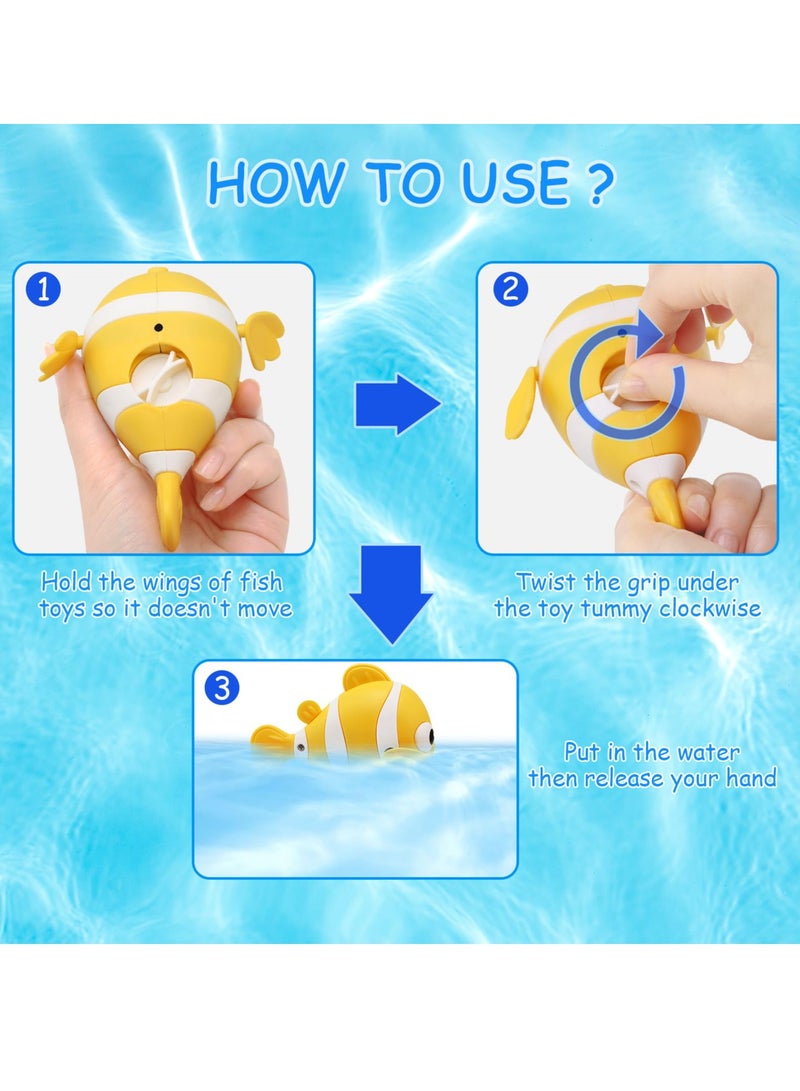Baby Bath Toys, Wind-Up Paddling Pool Toys for 1-3 Year Olds, Floating Swimming Clownfish, Clockwork Water Toys Game for Kids, Toddler Girls and Boys, Bath Time Shower Gifts - Image 4