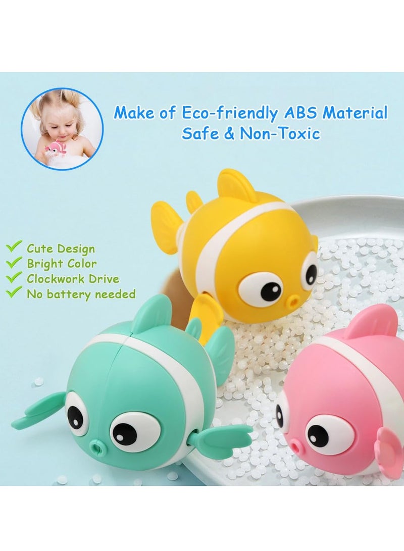 Baby Bath Toys, Wind-Up Paddling Pool Toys for 1-3 Year Olds, Floating Swimming Clownfish, Clockwork Water Toys Game for Kids, Toddler Girls and Boys, Bath Time Shower Gifts - Image 3