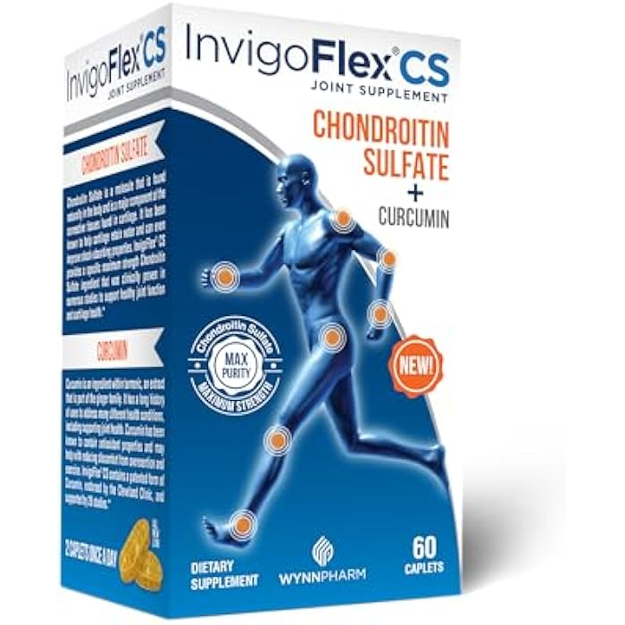 INVIGOFLEX® CS - Chondroitin Sulfate with Turmeric Curcumin Non GMO for Knee, Hand, Back & Hip Premium Joint Supplement - Image 1