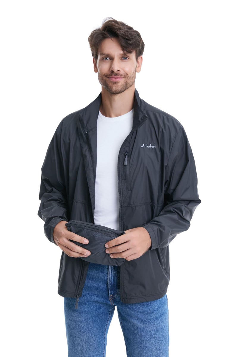 clothin Mens Lightweight Windbreaker Packable Jacket Water Resistant Gray L - Image 4