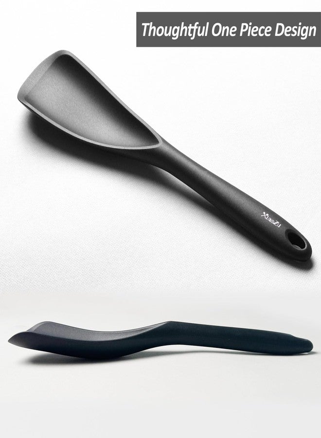 XiaoZu Silicone Spatula Spoon, Great for Both Cooking and Serving Durable BPA-Free Matte Black Silicone, Seamless Design, Safe for Nonstick Cooking Surfaces, 2-Pcs, Black - Image 3