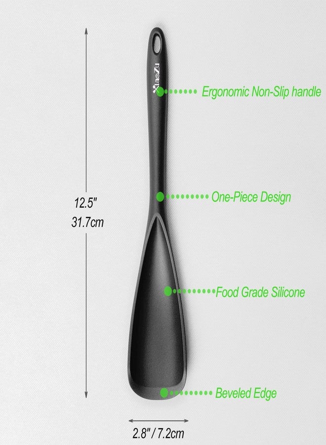XiaoZu Silicone Spatula Spoon, Great for Both Cooking and Serving Durable BPA-Free Matte Black Silicone, Seamless Design, Safe for Nonstick Cooking Surfaces, 2-Pcs, Black - Image 2