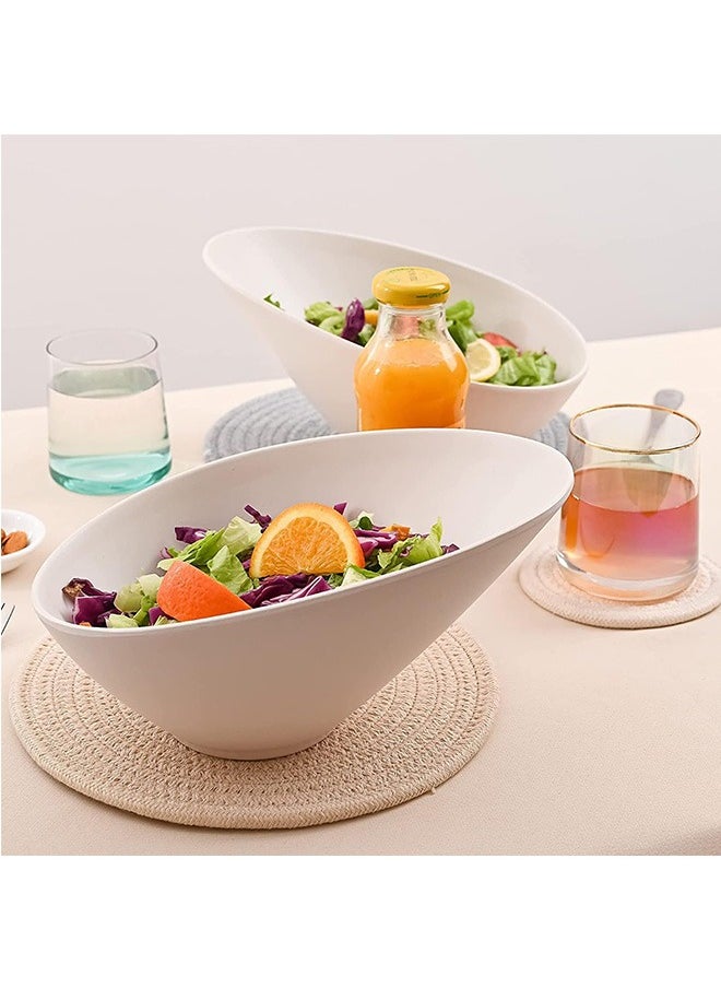 LENND Salad Bowls, 2 Packs Fruit Bowl Modern, Ceramic Serving Bowls Large, 24OZ White Pasta Bowls, Angled Bowls for Salad, Pasta, Soup, Fruit, Rice, Ideal for Home and Restaurant  - Image 4