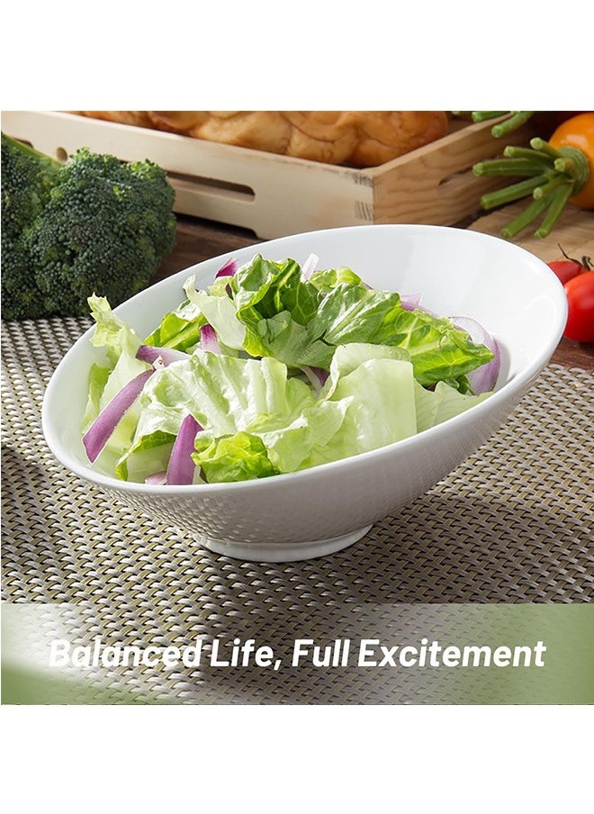 LENND Salad Bowls, 2 Packs Fruit Bowl Modern, Ceramic Serving Bowls Large, 24OZ White Pasta Bowls, Angled Bowls for Salad, Pasta, Soup, Fruit, Rice, Ideal for Home and Restaurant  - Image 2