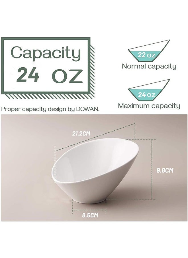 LENND Salad Bowls, 2 Packs Fruit Bowl Modern, Ceramic Serving Bowls Large, 24OZ White Pasta Bowls, Angled Bowls for Salad, Pasta, Soup, Fruit, Rice, Ideal for Home and Restaurant  - Image 5
