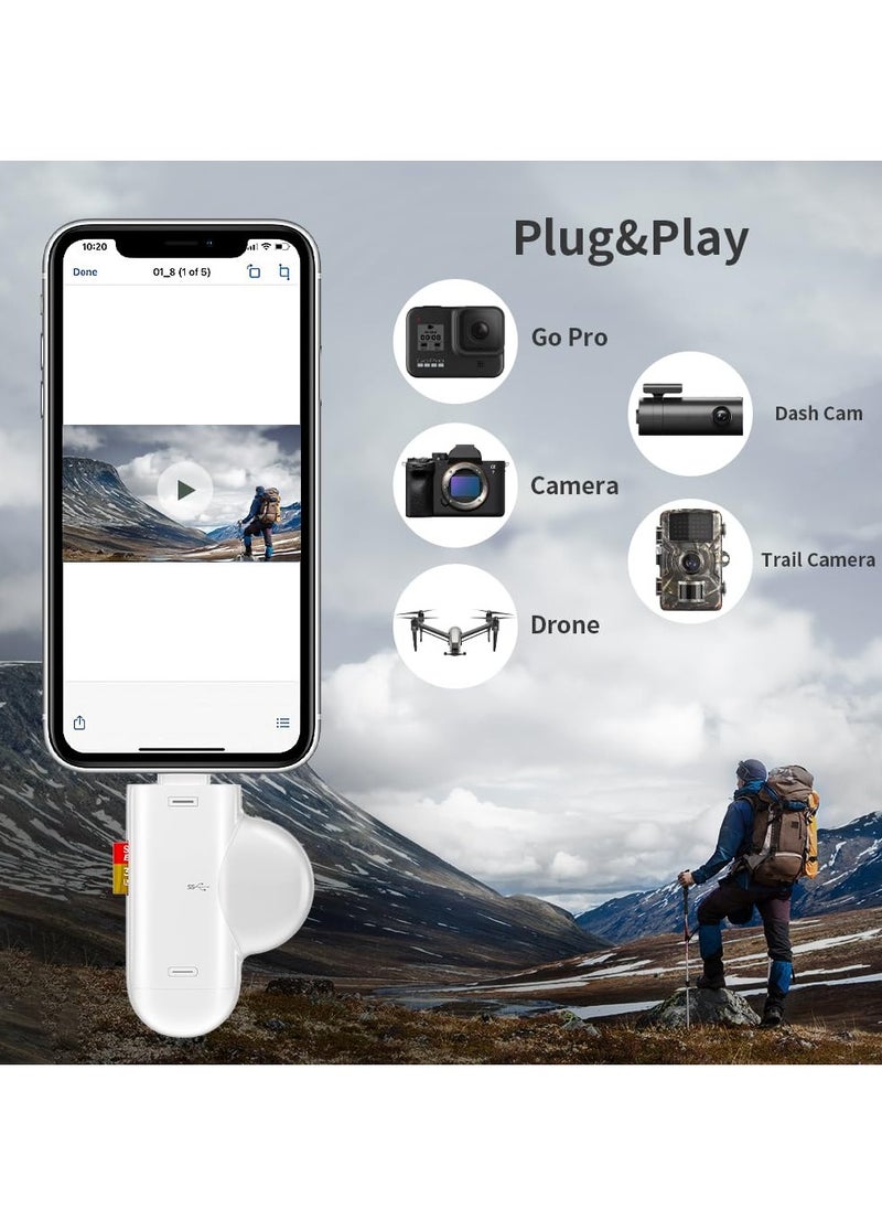 High-Speed 3-in-1 SD Card Reader for iPhone, iPad, Android, USB-C, Mac & PC - Portable Micro SD & SD Card Adapter