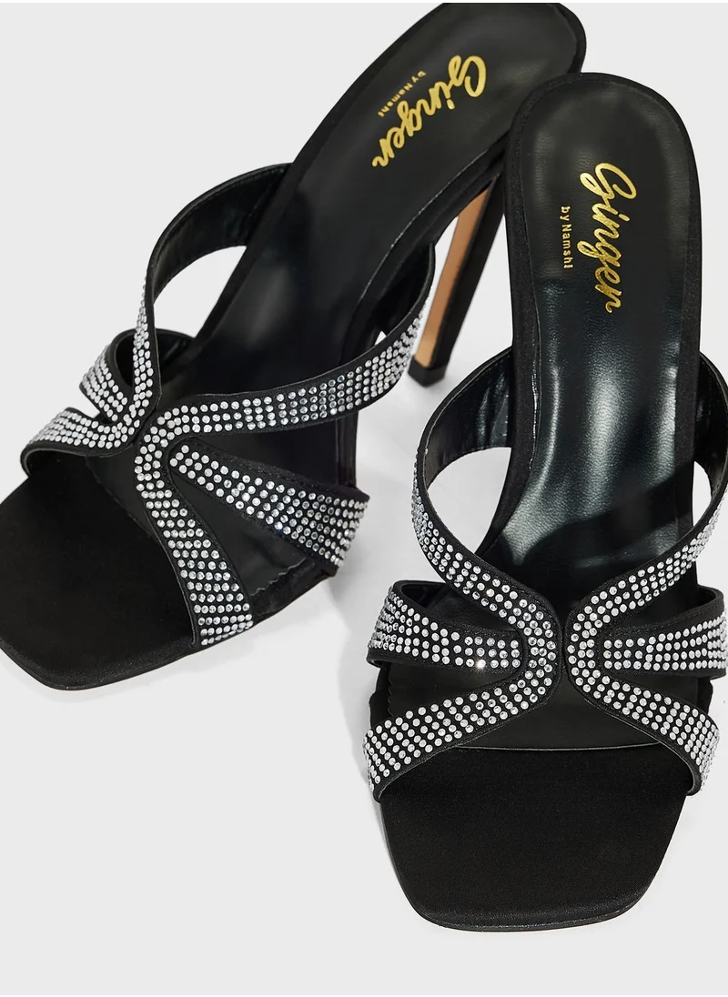 Ginger Embellished  High Heel Mules